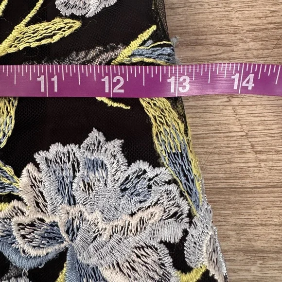 Rachel Rachel Roy Blue Floral Embroidered Sheath Dress Mesh Overlay Size 2 - Picture 8 of 13